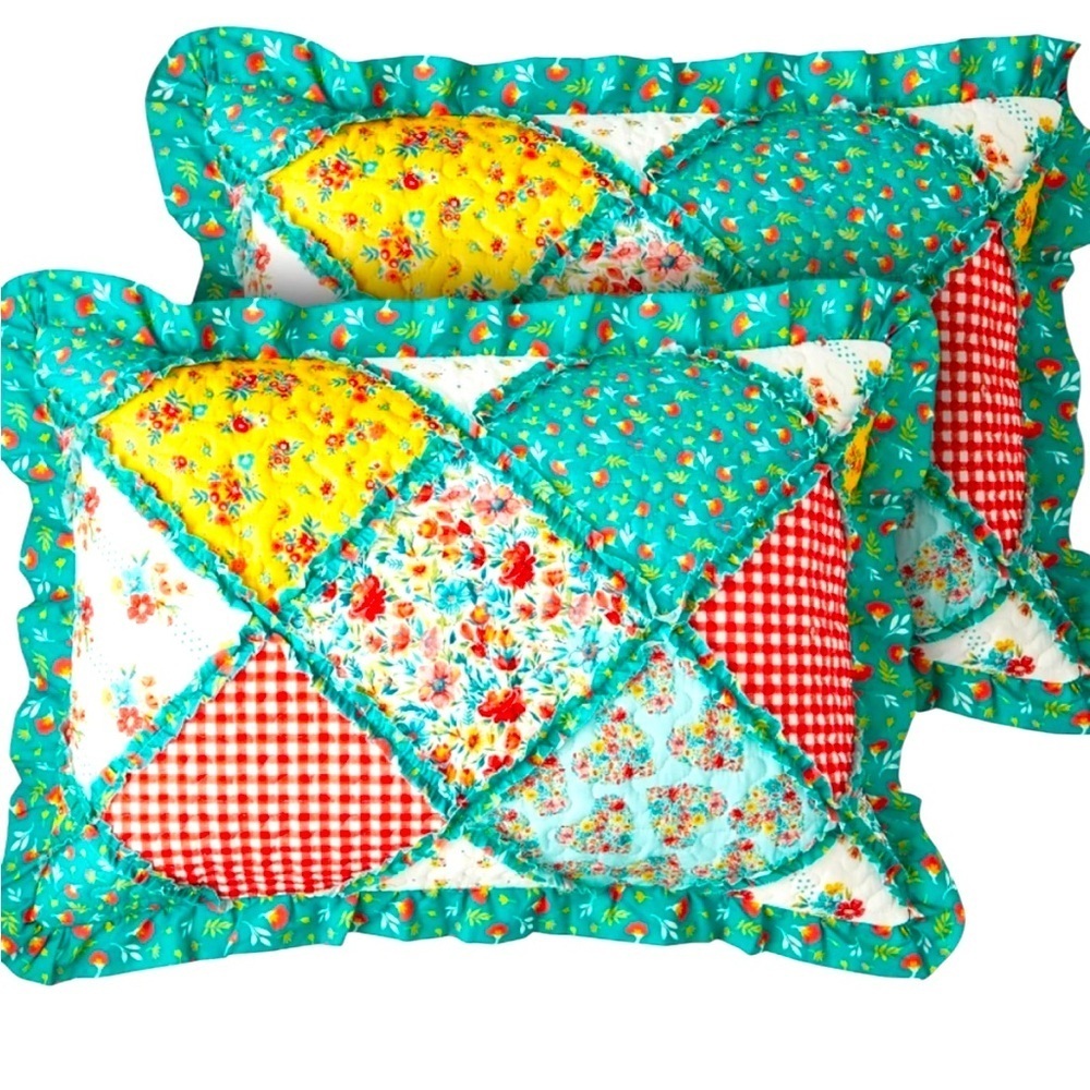 The Pioneer Woman Petal Party Floral Patchwork 2 Pc. Sham Pillowcase Set 20x36